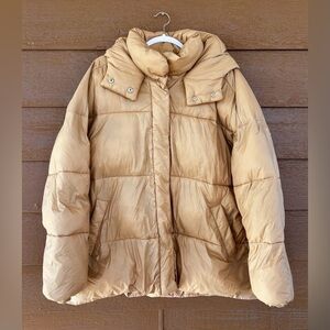 Abercrombie & Fitch Hooded Tan Puffer Jacket- Sz XL